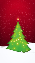Glowing Christmas Tree Cutout with Falling Snow — Sparkling Holiday Background
