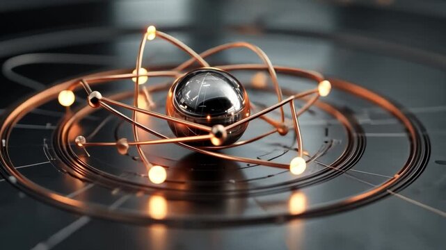 Atomic Structure: A sleek, modern rendering of an atom, with a central nucleus orbited by electrons, showcasing the fundamental building blocks of matter.