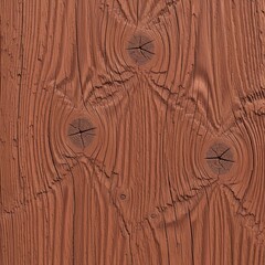 Detailed macro shot of a rustic timber surface featuring prominent wood grain, natural knots, and a rich, earthy reddish-brown paint