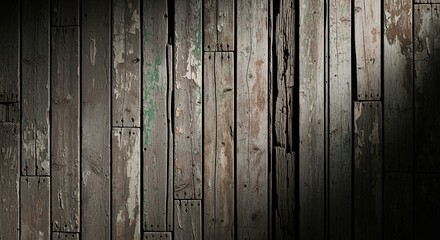 weathered wooden wall texture with vertical planks and subtle green paint remnants