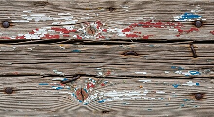 Weathered Wooden Planks with Peeling Paint Texture