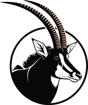 Sable antelope logo design vector illustration african animal wildlife eps silhouette