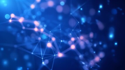 Abstract digital network of glowing nodes and interconnecting lines in a futuristic blue space, illustrating data transfer, connectivity, and high tech communication concepts - Powered by Adobe