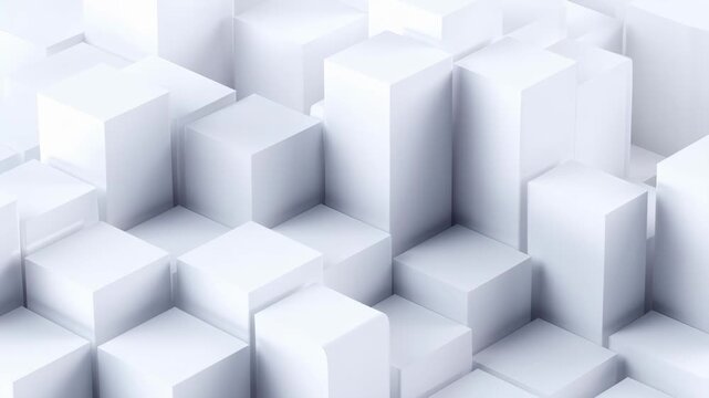 Abstract geometric composition of white three dimensional cubes arranged in a subtle interlocking pattern, creating modern background texture and architectural inspiration