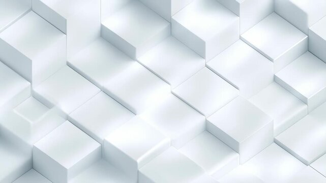 Abstract geometric composition of white 3D cubes forming a clean minimalist grid pattern, evoking modern architecture, digital design, and futuristic visual harmony for editorial