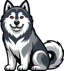 Naklejka premium Cute cartoon a illustrator vector Alaskan Malamute