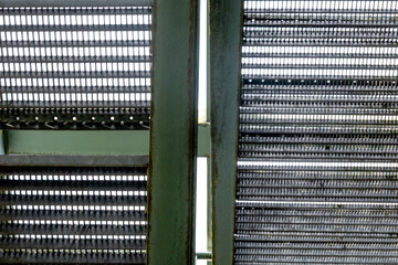 Industrial metal stairs leading upwards abstract pattern