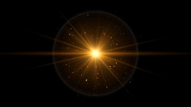 sun light flare golden dust glitter shining stars and lens streak alpha channel animation, new year and christmas,isolated social media motion design element	