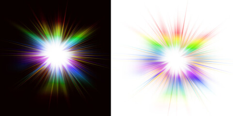 Vibrant rainbow light burst with abstract colorful explosion effect