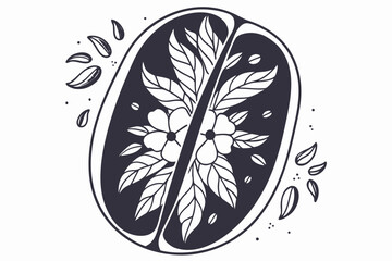 Oval frame with floral arrangement isolated on, a classic and elegant botanical design