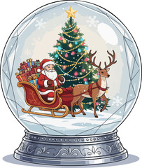 Santa’s Sleigh in a Christmas Crystal Globe