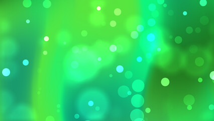 Dynamic vibrant green and cyan abstract background with soft bokeh lights