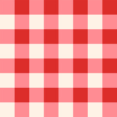 Seamless whimsical pink and red gingham check pattern. Hand-drawn geometric checkered background. Picnic fabric style. Cottagecore. Vector design