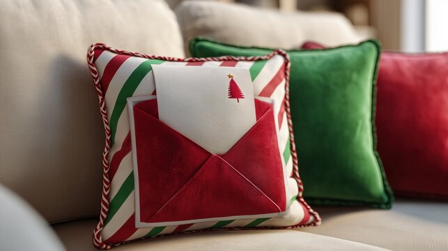  pillow designed as Christmas envelope