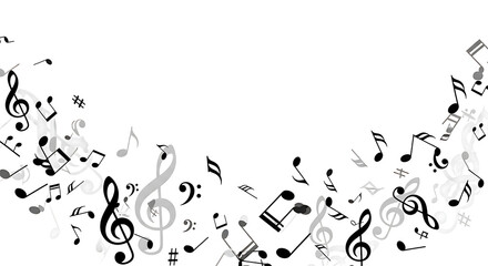 Floating Treble Clef, Bass Clef, and Notes Pattern