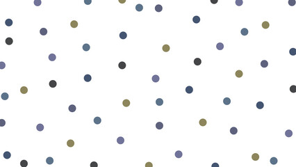 Seamless Polka Dot Pattern: Scattered Small Circles in Blue, Olive Green, and Black on White Background, Perfect for Textile and Design Applications