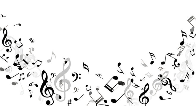 Floating Treble Clef, Bass Clef, and Notes Pattern