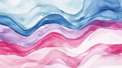Abstract watercolor waves in cool blues and soft pinks, blending across a flowing composition that evokes creativity, fluidity, and tranquil modern aesthetics for design projects