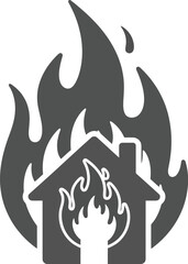 House fire icon danger emergency burning building disaster graphic symbol vector