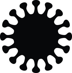 Stylized black virus icon on white background symbolizing disease pandemic