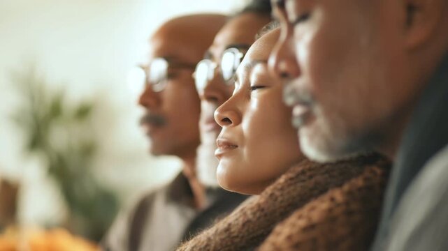 Grieving Family Members Comforting Each Other in Soft Natural Light, Captured in a Series of Intimate Frames