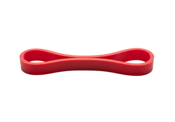 Bright red resistance band loop for fitness and exercise training