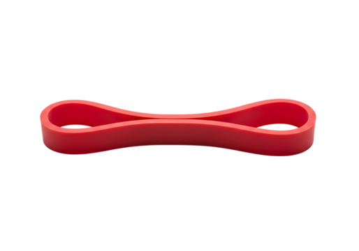 Bright red resistance band loop for fitness and exercise training