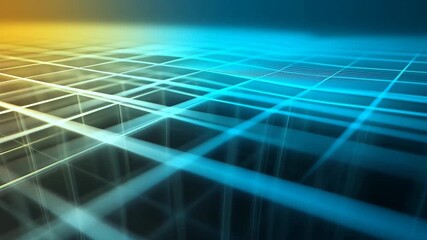 Futuristic abstract digital grid landscape with glowing neon lines and a warm to cool gradient, creating depth and high tech ambiance for futuristic visualization projects - Powered by Adobe