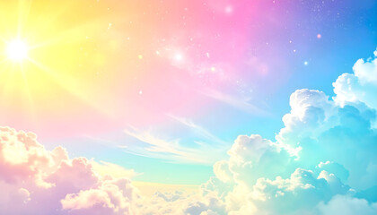 Sunny day yellow-sky blue gradient with playful grainy sparkle