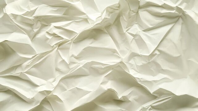 Close up of crumpled beige paper texture with soft shadows and creases, suitable as a versatile background for design projects, branding, packaging, and editorial layouts