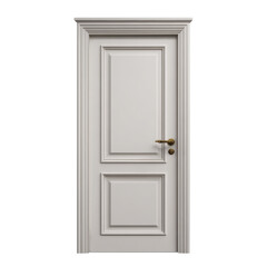 White wooden classic door with golden brass handle