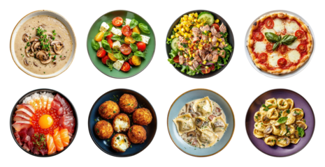 PNG Assorted delicious international cuisine, element set on transparent background