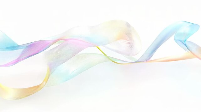 Abstract ribbons of vibrant color and light form graceful waves across a soft white background, capturing dynamic motion and creative energy for modern design