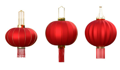 Festive Lanterns: Three radiant red lanterns, symbols of cultural celebration and illumination, stand as vibrant emissaries of tradition and festive cheer.