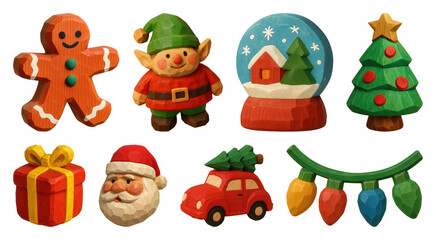 PNG Festive wooden holiday decorations, transparent background