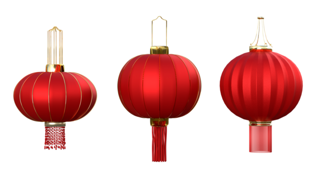 Festive Lanterns: Three radiant red lanterns, symbols of cultural celebration and illumination, stand as vibrant emissaries of tradition and festive cheer.