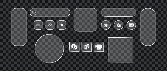 Transparent Glass UI Kit &ndash; Editable Illustrator Vector Elements