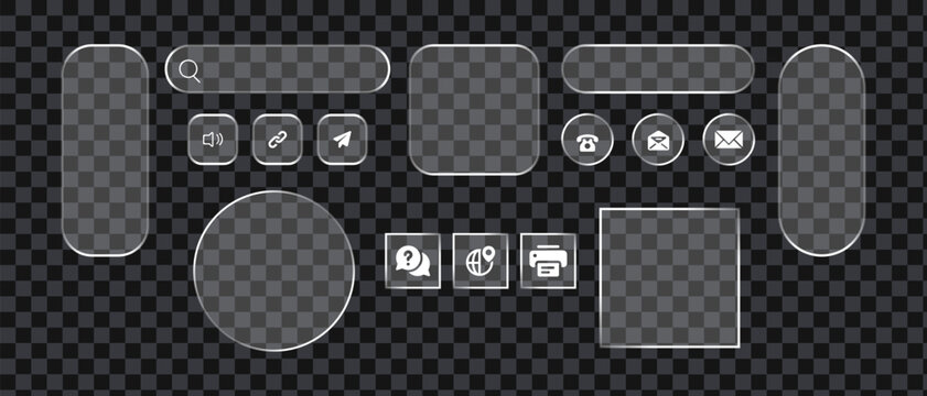 Transparent Glass UI Kit &ndash; Editable Illustrator Vector Elements