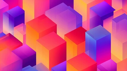 Vibrant abstract isometric cube composition with gradient blocks and deep shadows, creating a dynamic futuristic 3D background for tech branding and digital art design - Powered by Adobe