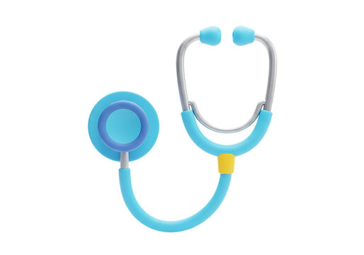 3d icon of blue stethoscope isolated on transparent background for medical examination