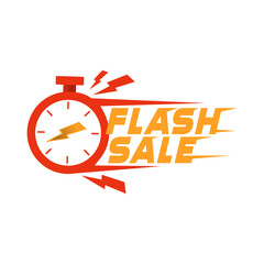 Flash Sale Fast Timer Icon with Speed Lines and Lightning for Time-Limited Discount