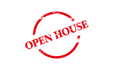 OPEN HOUSE - Red Rubber Stamp with text OPEN HOUSE
