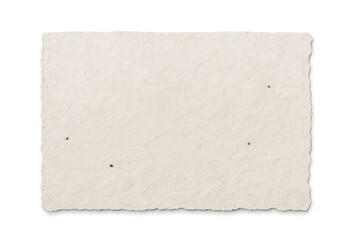 Blank handmade paper with deckle edges and texture on transparent background for creative projects