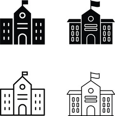 School and University Building Icon Set