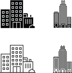 City Buildings and Skyscrapers Icon Set