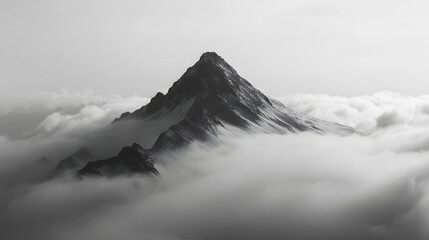 Solitary Mountain Peak Above the Clouds &ndash; Majestic High-Altitude Landscape Photography