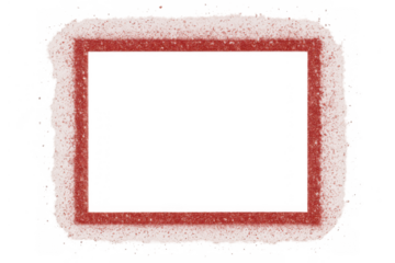 Red rectangular frame covered in white snow on transparent background, symbolizing winter, christmas, and festive holidays
