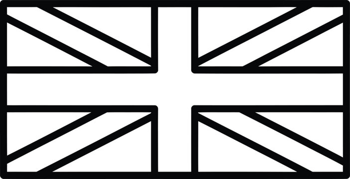 United kingdom flag outline vector icon british flag symbol illustration eps silhouette