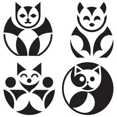 
Set geometric logo cat isolated eps 10