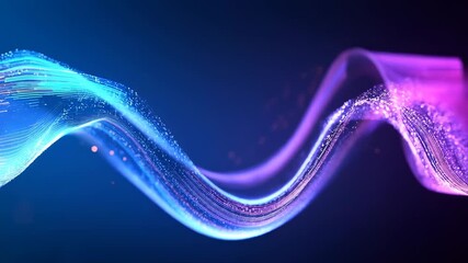 Dynamic abstract light waves in neon blue, pink, and purple streaks flowing across a dark background, evoking digital energy, futuristic motion graphics and data visualization - Powered by Adobe